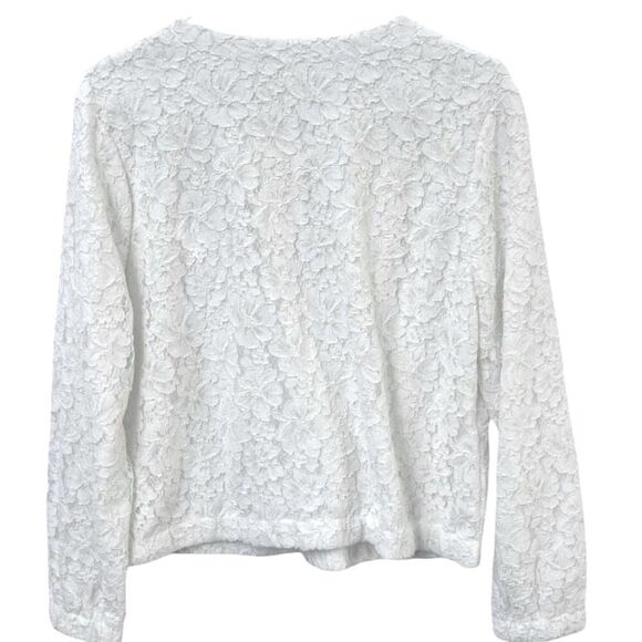 ADIVA White Lace Zip Jacket with Rose Appliqué Women’s Sz L NWT - Picture 5 of 6